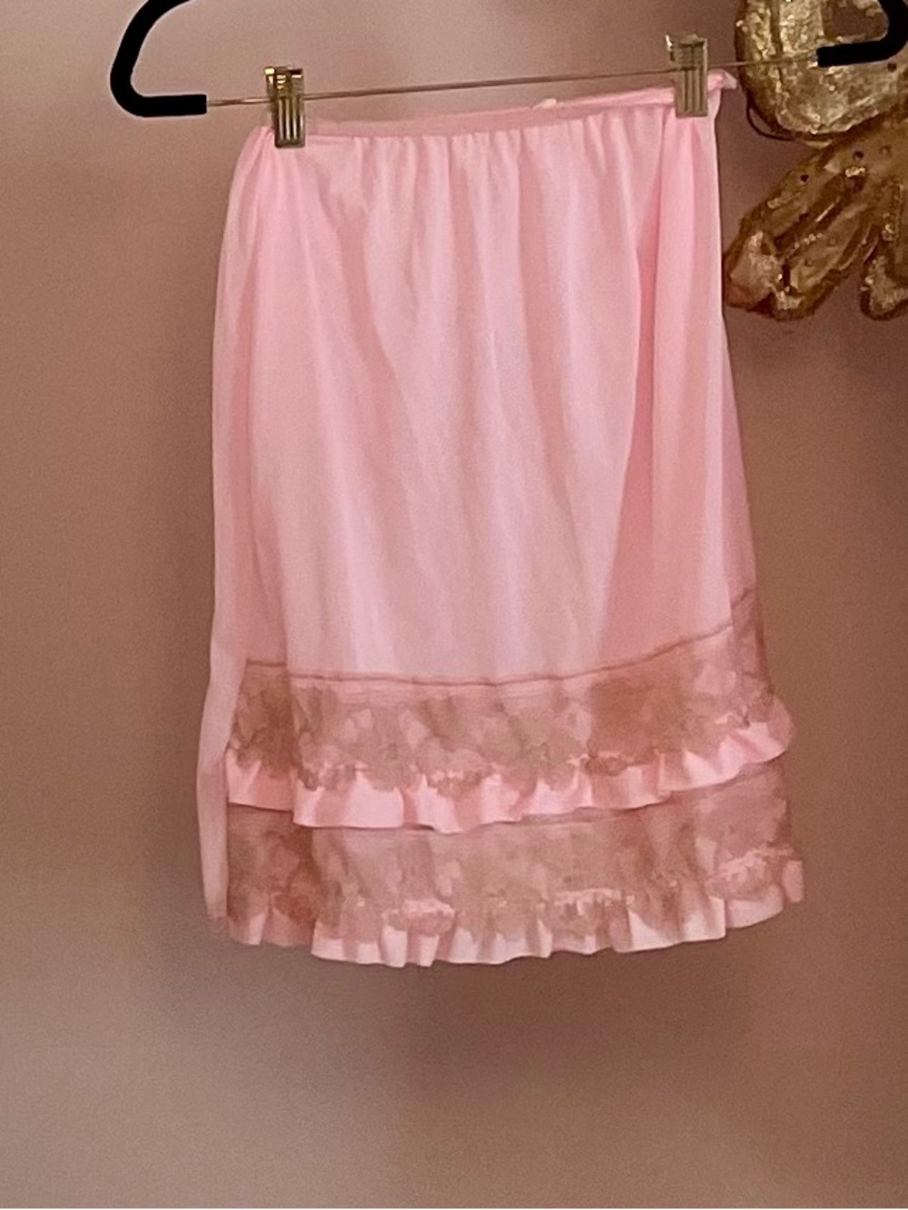1960s  Pink Lace Trim Half Slip Bridal Trousseau - Picture 4 of 6